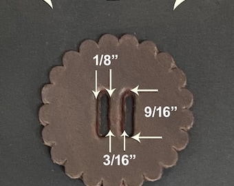 Slotted Saddle Leather Rosette Conchos (3) Sizes Dark Brown Color New