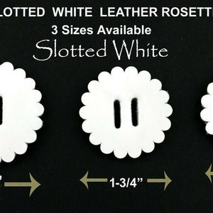 Saddle Leather Scalloped Concho Rosettes WITH SLOTTED HOLE - WHITE