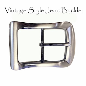 Retro Vintage Brushed Nickle Antique Finish Replacement Center Bar Jean Belt Buckle Fits 1-1/2&quot; Belts