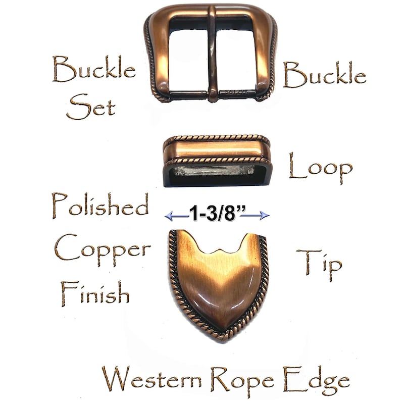 **Rope Edge Leather Belt Buckle Copper Laredo 904x main image 1