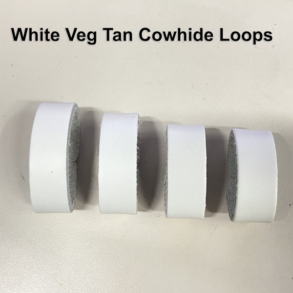 Cowhide Veg Tanned WHITE Leather Loops for Belt Straps in 4 Widths: NEW