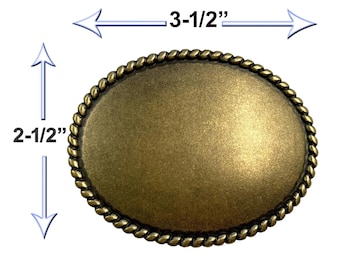 Vintage Western Buckle: Rope Edge Oval Trophy Buckle - Fits 1.5" Belt (2) Finishes Available.