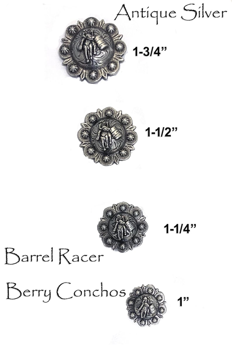 Concho Lot of 6 Berry Concho Antique Silver Barrel Racer Western