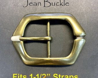 Retro Vintage Antique Brass Finish Replacement Center Bar Jean Belt Buckle Fits 1-1/2" Belts