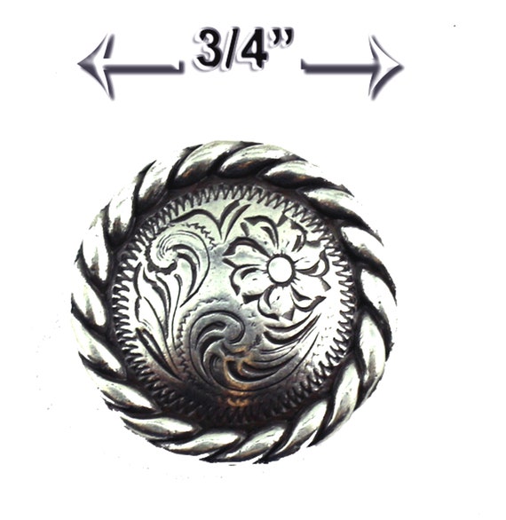 Antique Silver Screw-back Conchos: Round Rope Edge, Western Style - 6 Sizes
