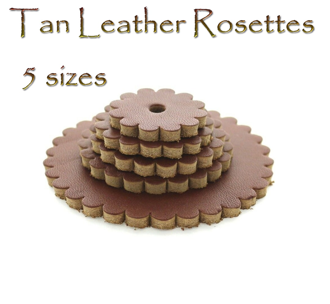 Saddle Leather Rosette Conchos With Hole 5 Sizes Available Tan Color