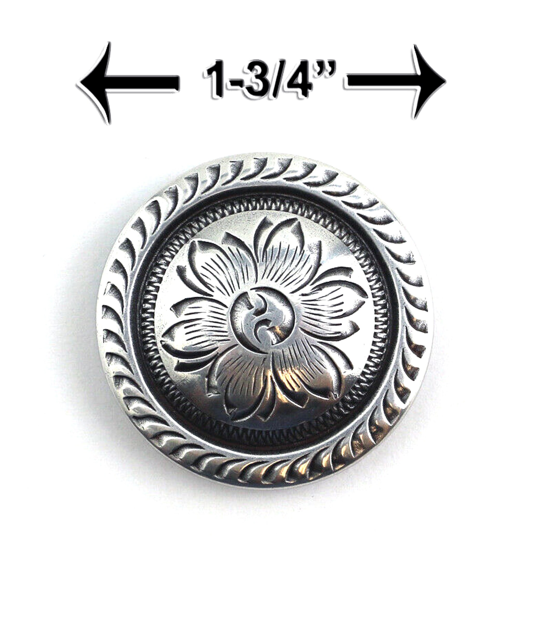 Antique Silver Screw-back Conchos: Rope Edge Flower Design, Western ...