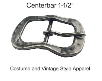 Heritage Style Olde Hammered Center Bar Jean Belt Buckle Fits 1-1/2" Belts