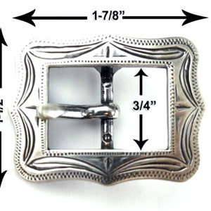 Western Engraved Center Bar Cart Bridle Buckle Antique Silver Finish Rodeo 3 Sizes