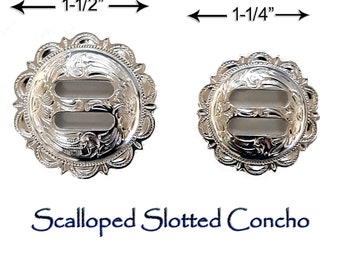 FA4834-1 SP Sterling Silver Plated Slotted Scalloped Concho 1 1/4