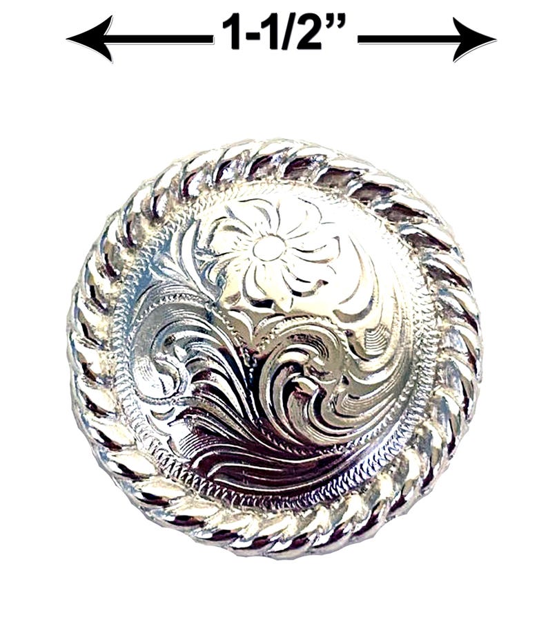 Silver Rope Edge Saddle Set Shiny Silver Rope Edge Conchos - Western Saddle Set, 6 ...