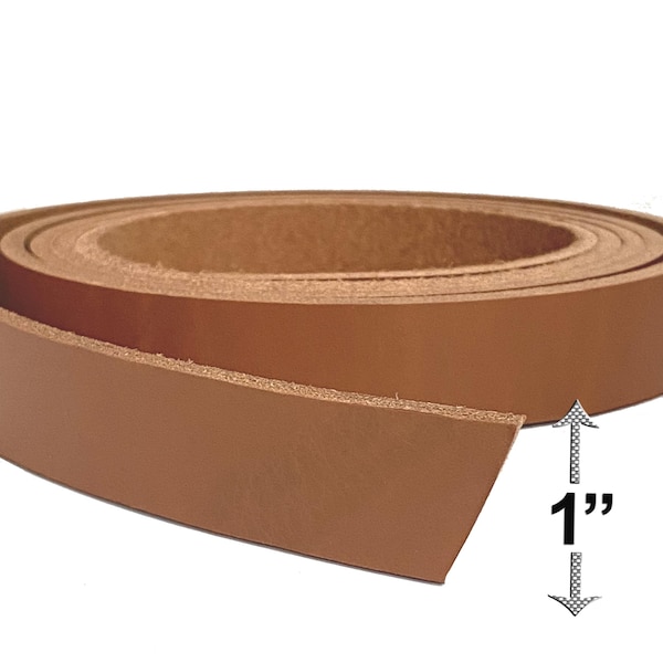 Tan Full Grain Cow Hide Leather Strips: 70+ Inches, 8 Widths