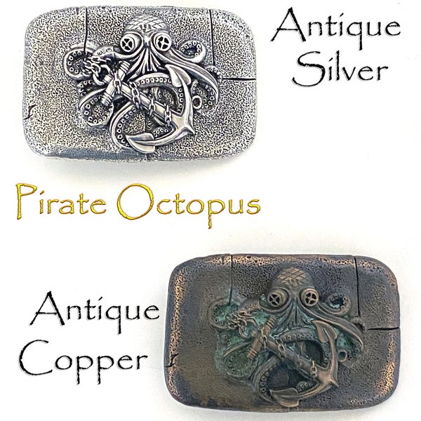 Nautical Antique Silver (or) Antique Copper Pirate Octopus Nautical Boat Anchor Belt Buckle fits 1-1/2" Belt strap
