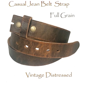 Distressed Leather Dark Brown-Cowhide /Vintage Style/ Unisex-Belt Strap- with Brass Snaps in sizes:  32"- 46" 1-1/2" WIDE NEW