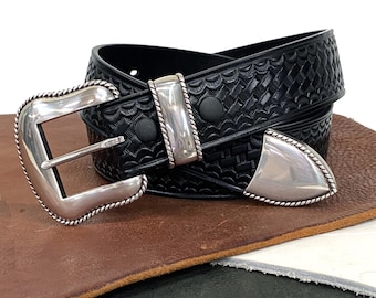 Anderson Parkett Navajo Sterling Silver Buckle Belt, Windmill