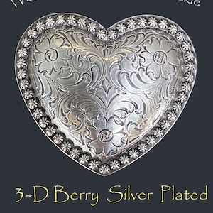 Heart Belt Buckle Gold/ Silver Floral design USA Western Bling inlay Stunning Western Antique Double Heart Berry Floral Engraved Belt  main image 4