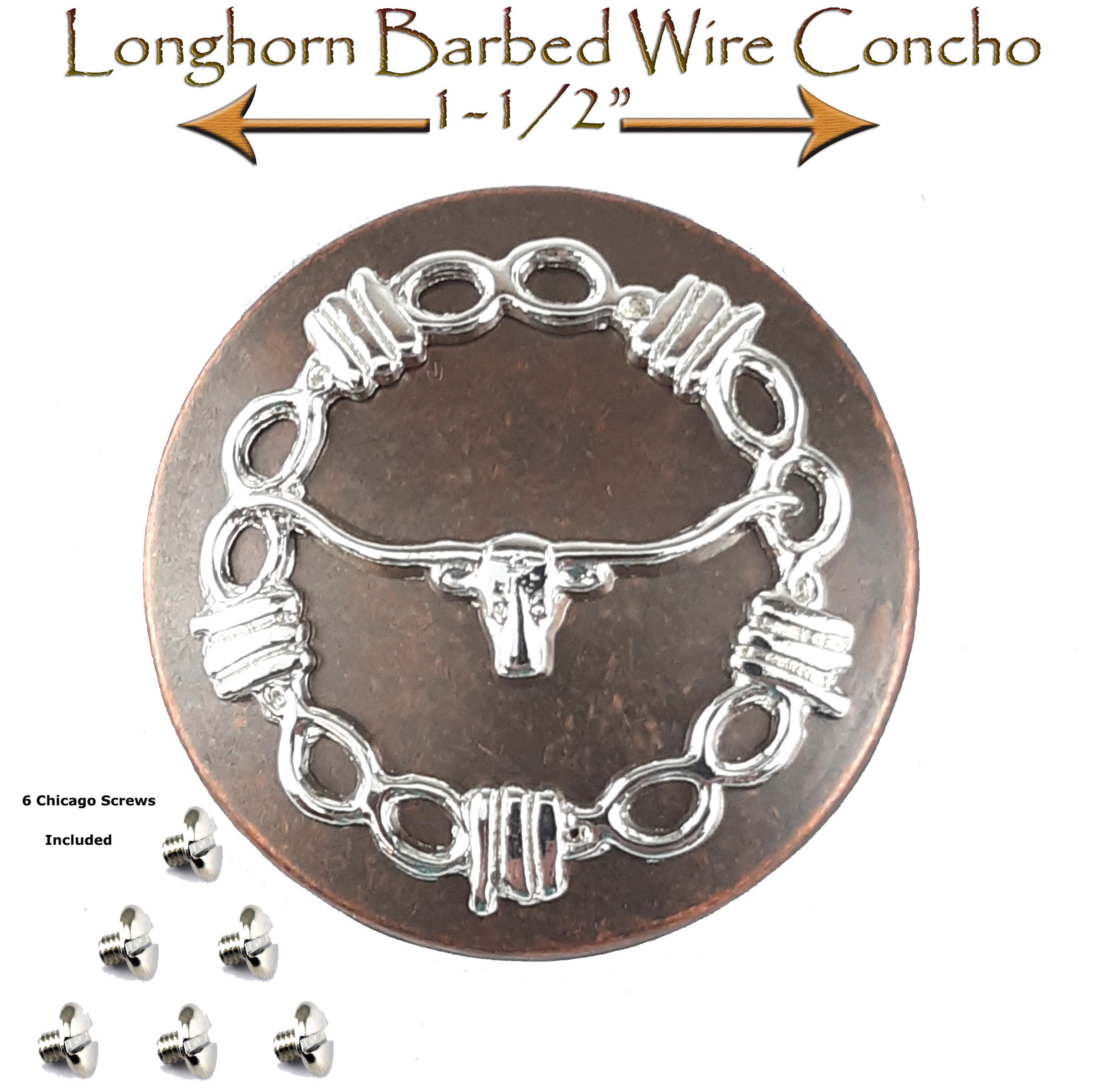Concho: Western conchos screwback silver Barbedwire concho round 19 mm