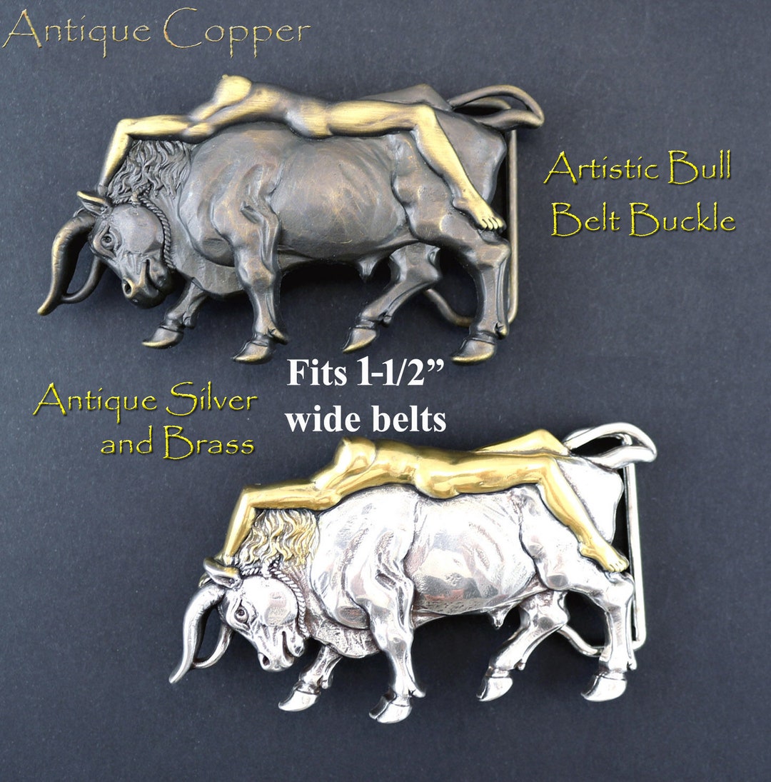 2 bull belt buckles Bull Rider 2 Piece Belt Buckle With Copper and Gold | eBay main image 4