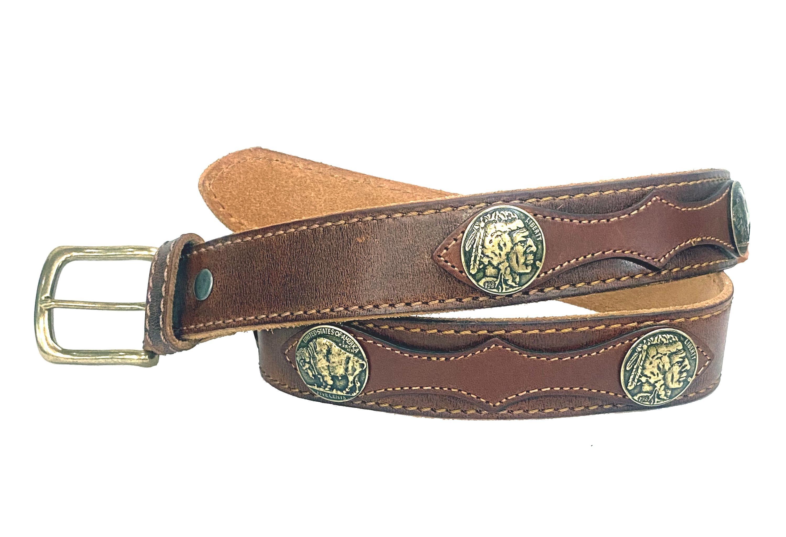 小物 90s costume national leather belt Vintage Style Full Grain Leather Belt: Hand Laced With Brass