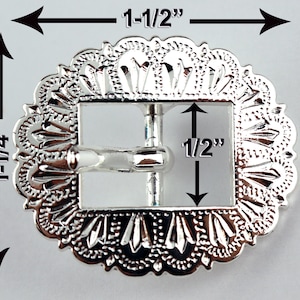 Western Engraved Center Bar Cart Bridle Buckle Polished Silver Rodeo 3 SIZES