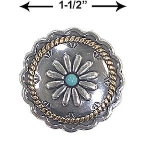 Turquoise Conchos: Antique Silver & Gold Western Leather Craft - 6pc Set