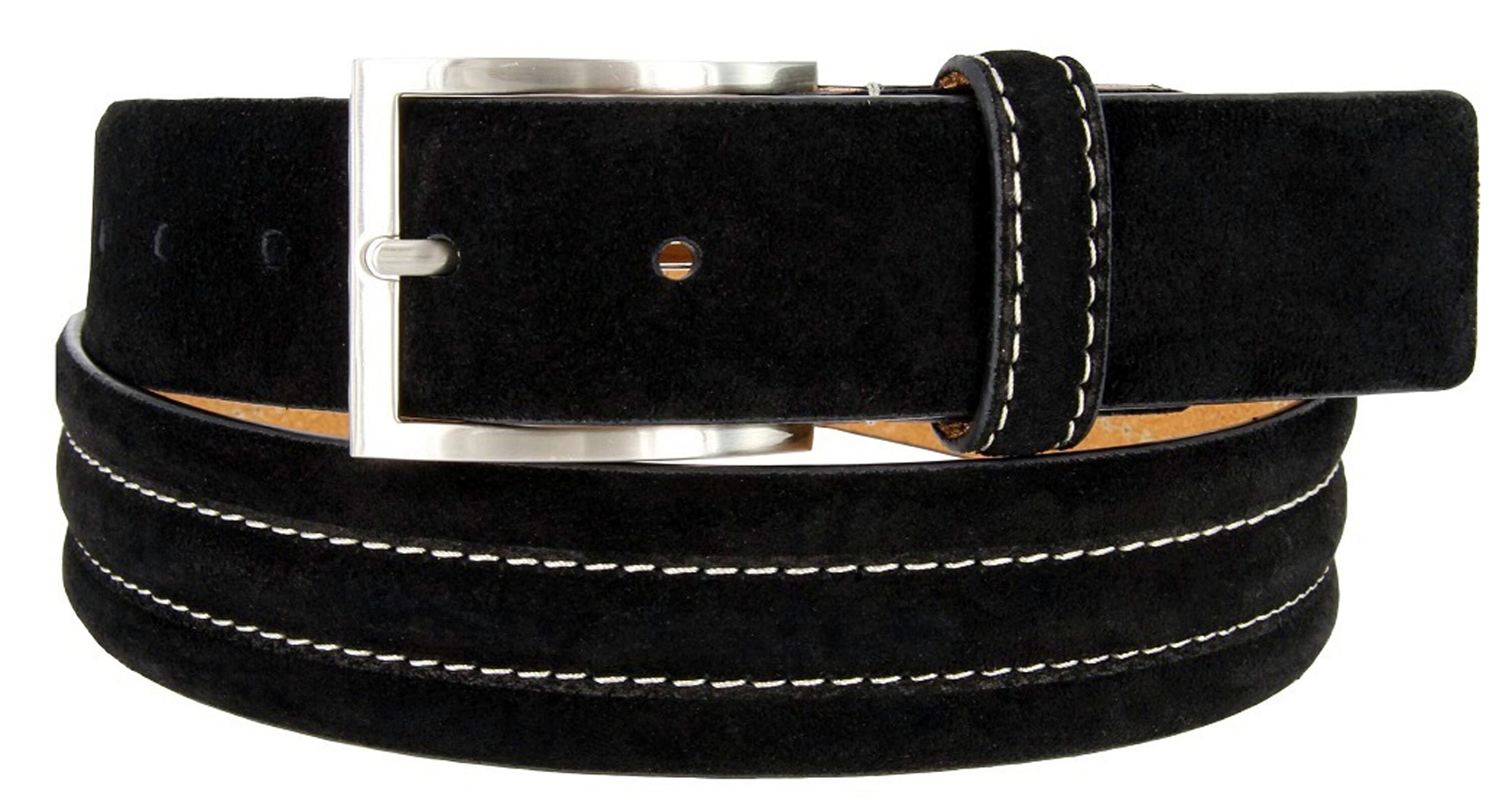 Vintage belt black leather suede strap & silver crescent shape buckle Size S Vintage Skinny Leather Belt with Silver Buckle - AMSHRTG  main image 4