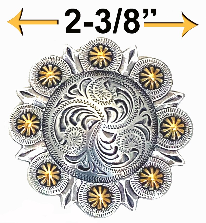 6 PCS Floral Scalloped Berry Conchos – Antique Silver Gold Western ...