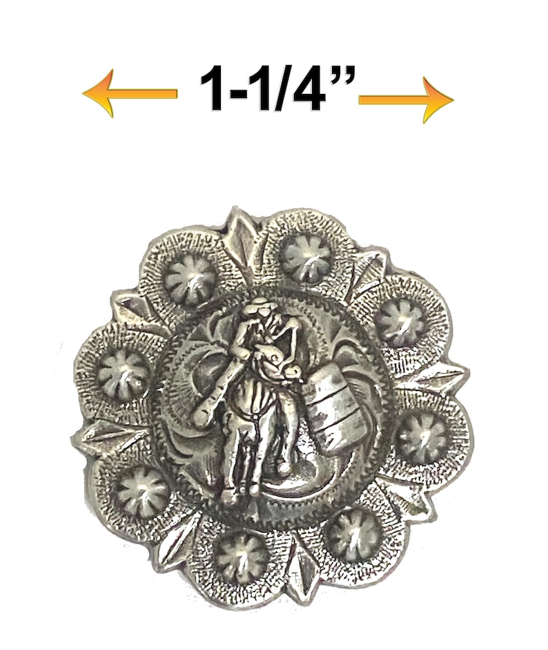 Concho Lot of 6 Berry Concho Antique Silver Barrel Racer Western