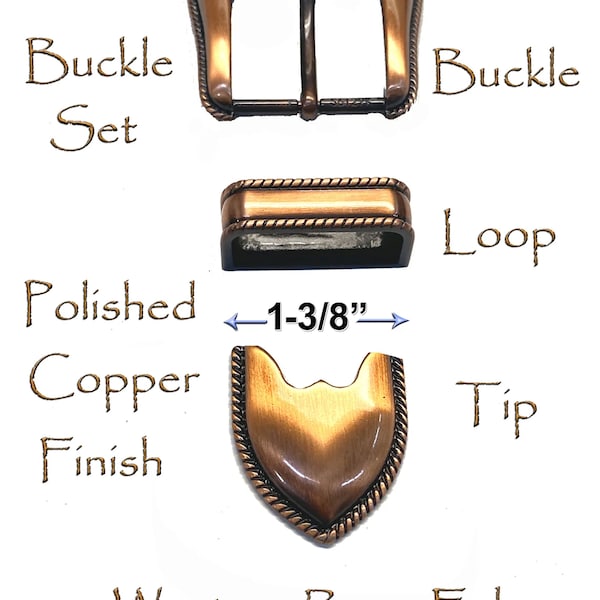 Western Hand Smooth Antique Copper Finish Rope Edge Engraved Belt Buckle Set Fits 1-3/8" (35mm) Belt 6129 Antique Copper Finish