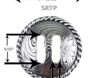 6 pcs Western 1-1/2" Round Rope Edge, Slotted Saddle Conchos Engraved 3-colors
