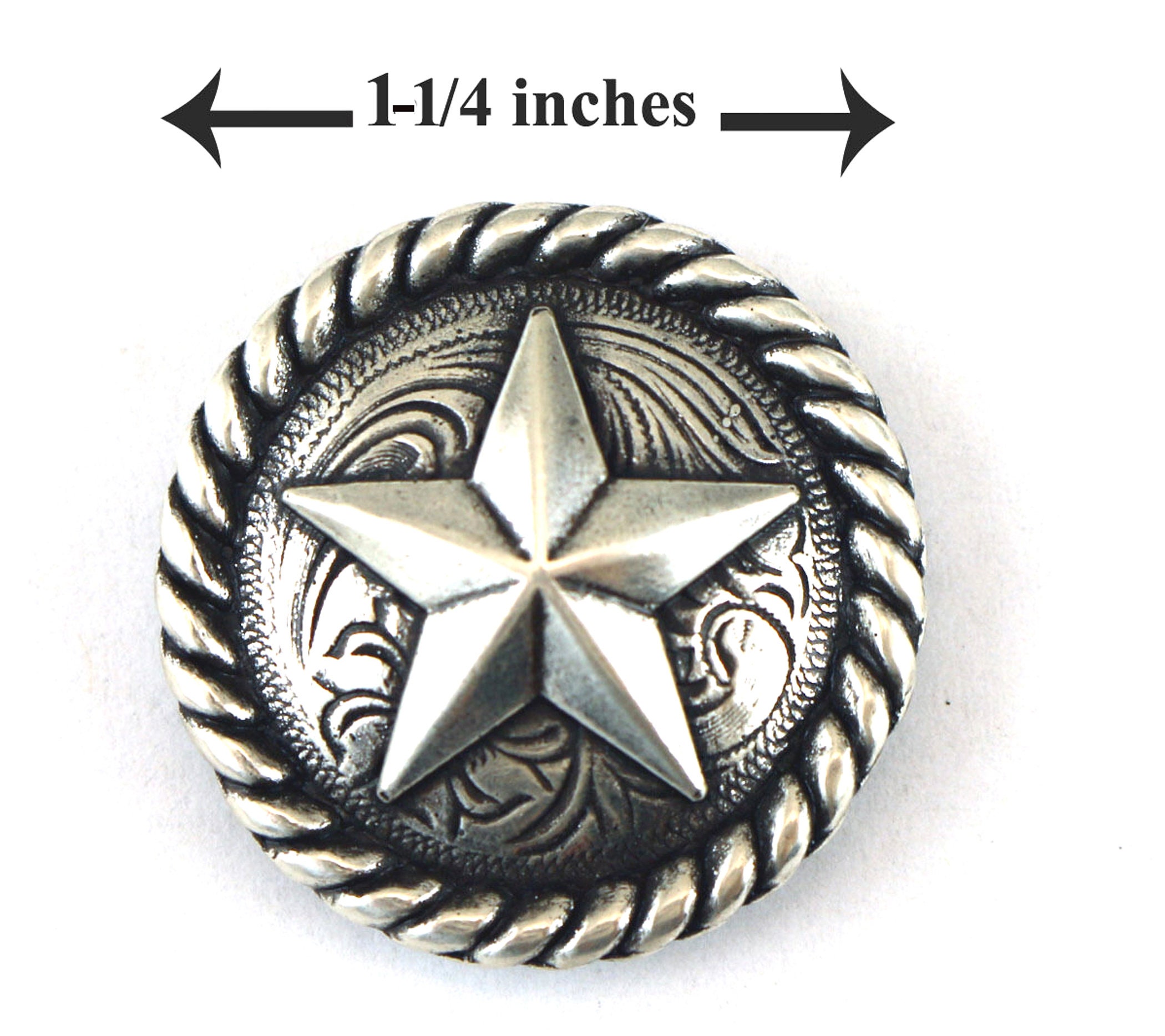 Antique Silver Star Screw-back Concho Series - Round Rope Edge