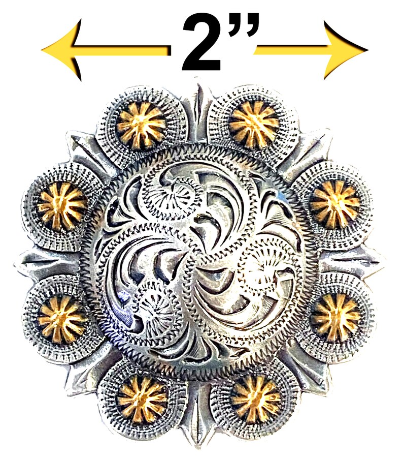 6 PCS Floral Scalloped Berry Conchos – Antique Silver Gold Western ...