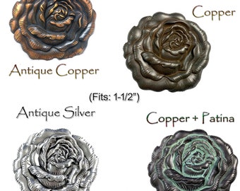 Western Style Floral Cowboy Cowgirl Large Rose Trophy Buckles Fits 1-1/2" Strap Vintage Series (4) Finishes