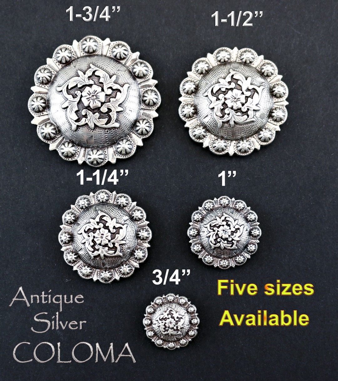 Concho Decorativo Western A Tema Cowboy &ndash; Coloma Oro Con Bacche &ndash; 1 Pezzo