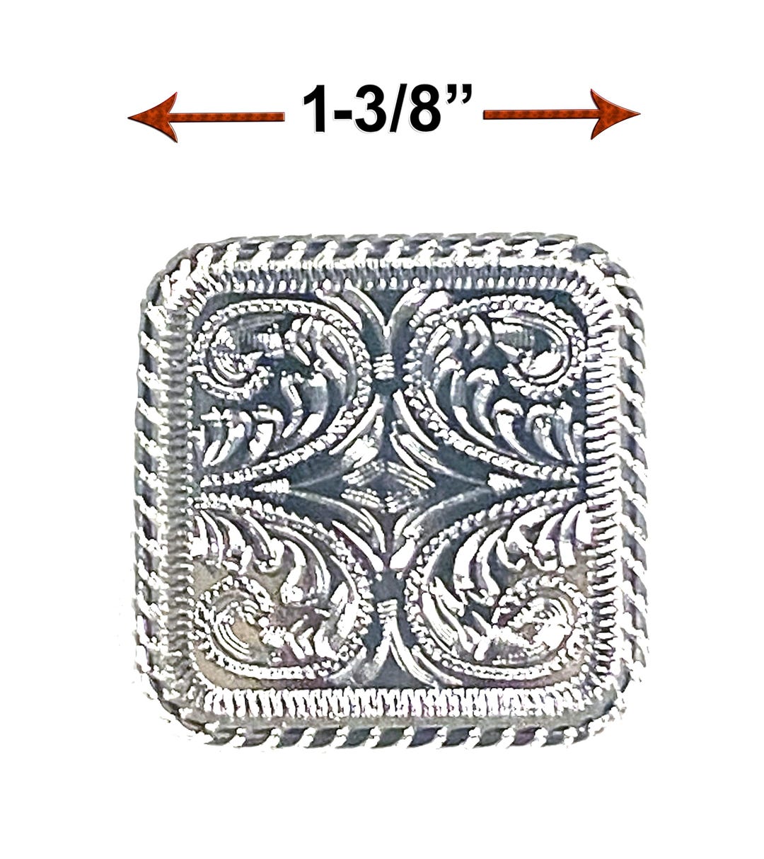 Conchos Lot of 6 PCS Vintage Series Square Rope Edge Western Floral ...