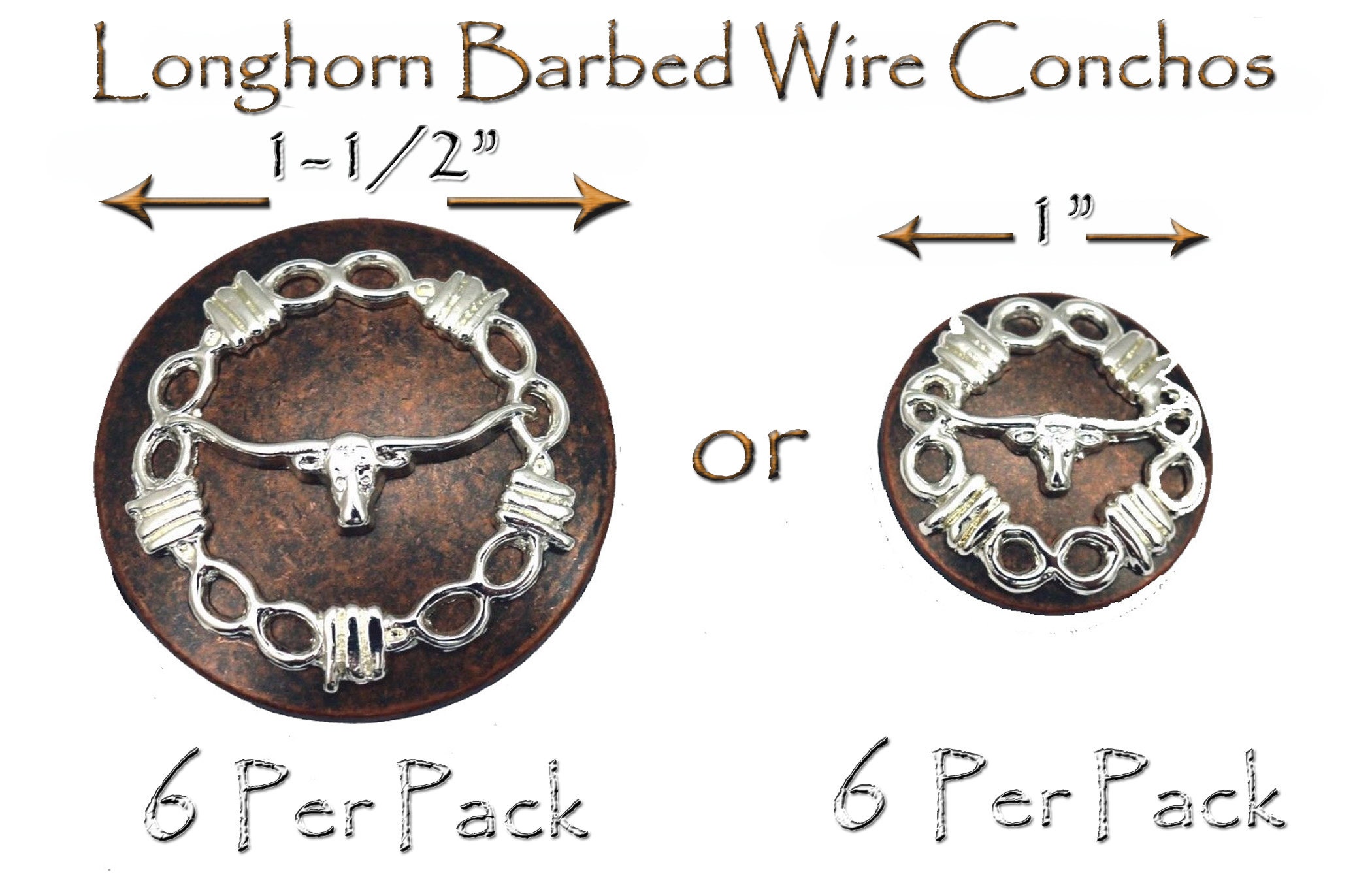 Concho: Western conchos screwback silver Barbedwire concho round 19 mm