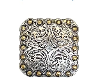 6 PCS Western Floral Screw-back Concho Series: Antique Silver & Gold Berry Edge