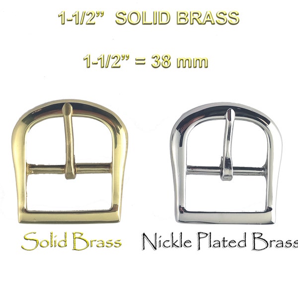 Belt Buckle Fits 1-1/2" Wide Belts Single Pronged Center Bar Replacement Buckle Solid Brass NEW