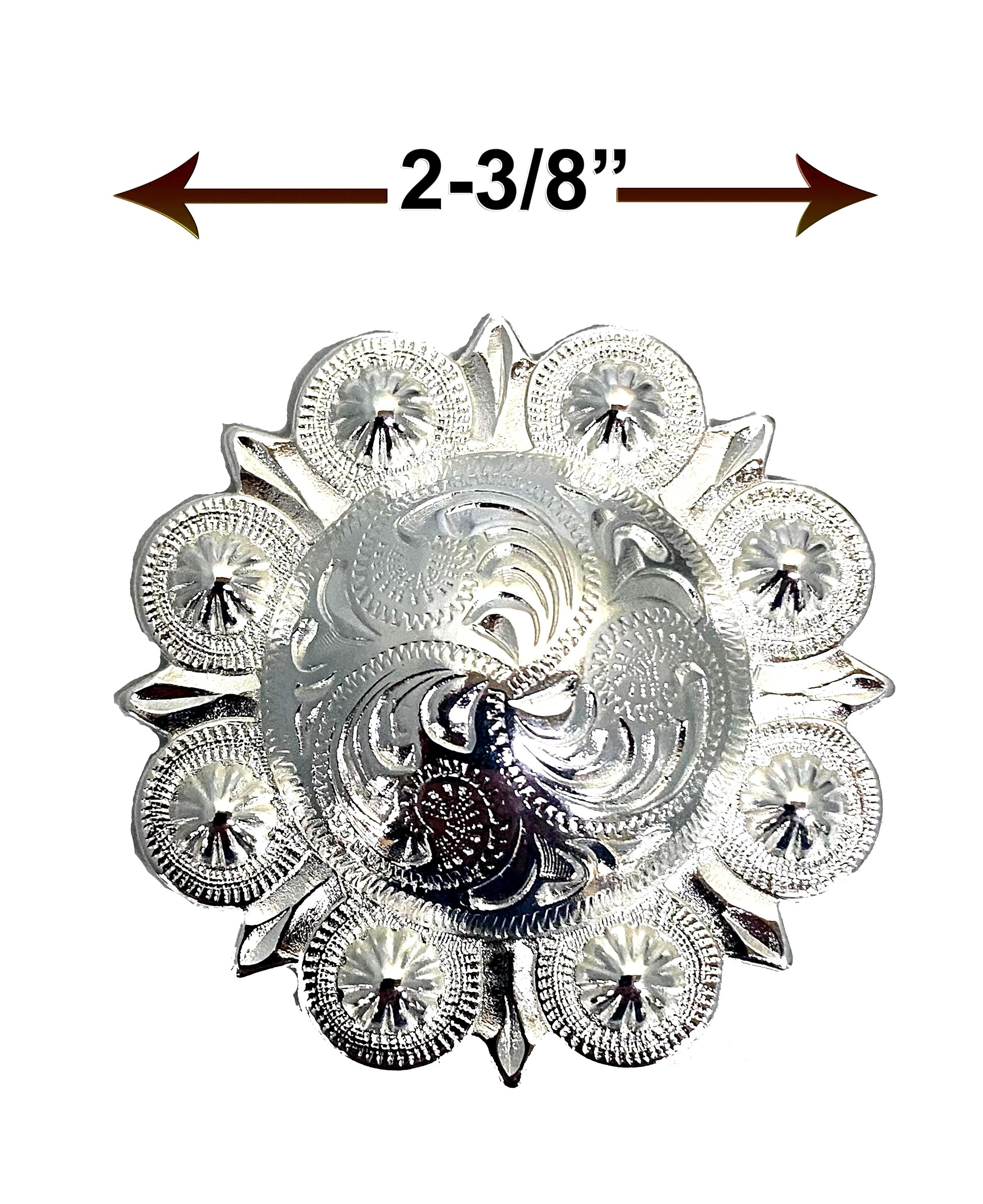 Adjustable Silver Concho Belt with Floral Design, Medium Size Blazin Roxx Floral Concho & Crystal Metallic Silver Leather  main image 4