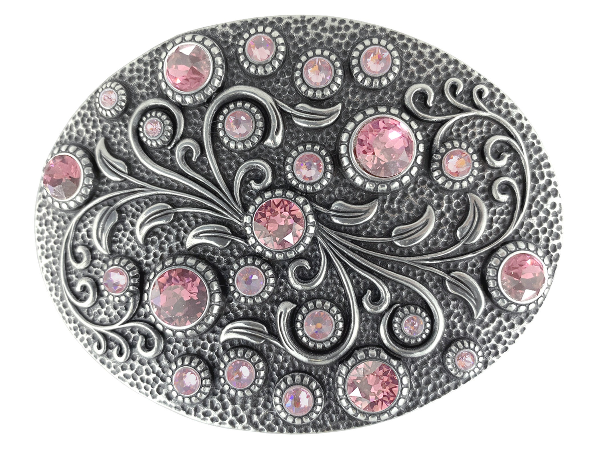 Rhinestone Crystal Belt Buckle: Antique Brass Floral  display picture 1