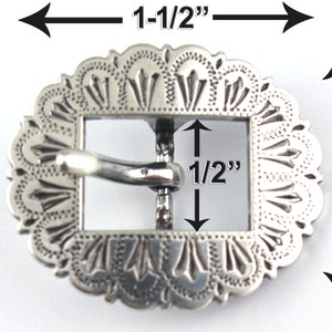 Western Engraved Oval Center Bar Cart Bridle Buckle Antique Silver Rodeo 3 SIZE
