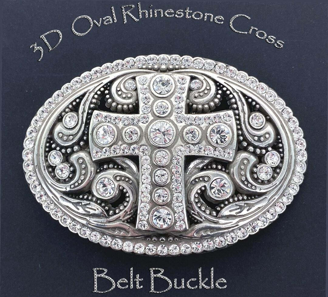 小物 2000s Rhinestone Cross Buckle Belt Black Rhinestone Cross Belt with Western Buckle - Trendy