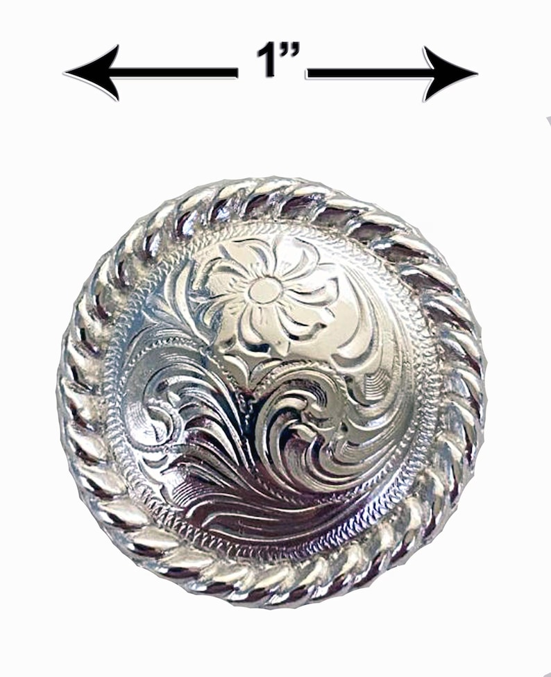 Silver Rope Edge Saddle Set Shiny Silver Rope Edge Conchos - Western Saddle Set, 6 ...