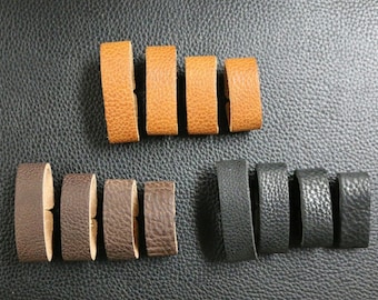 Natural Bullhide leather loops, for belt straps in 4 widths: Cognac, Black, and Brown