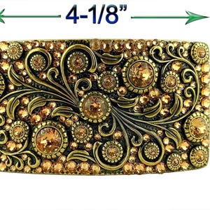 Rhinestone Crystal Belt Buckle Antique Rectangular Floral Engraved Buckle (6) Variations
