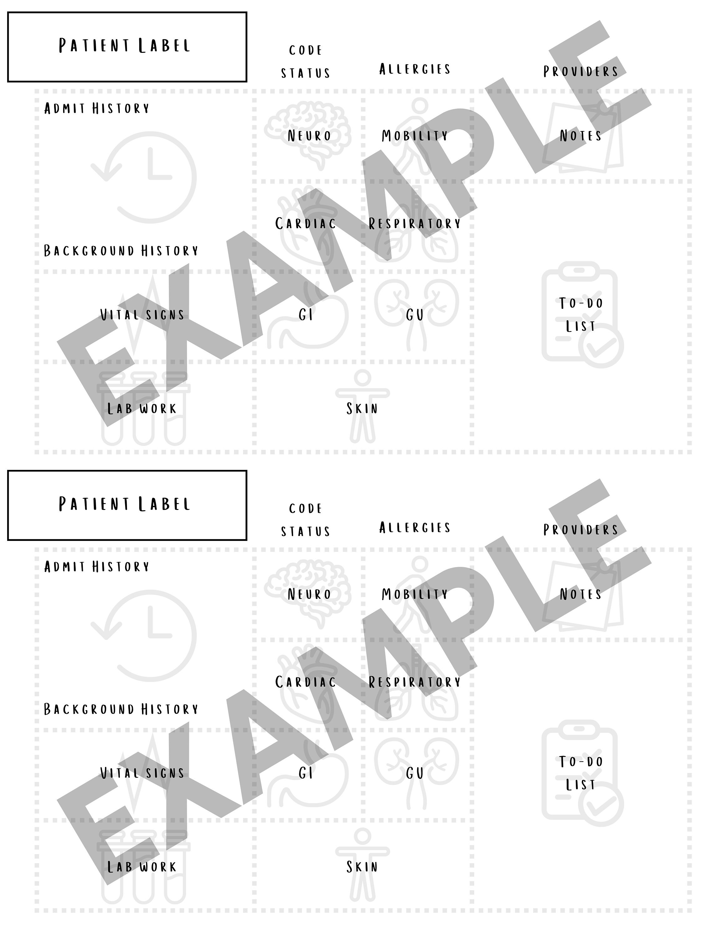 Transparent Picto Nurse Report Sheet up to 4 Patients per Etsy