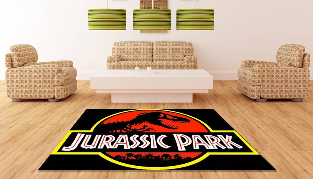 Jurassic Park Rug, Man Cave, Living Room Rug, Gift for Father, Unique