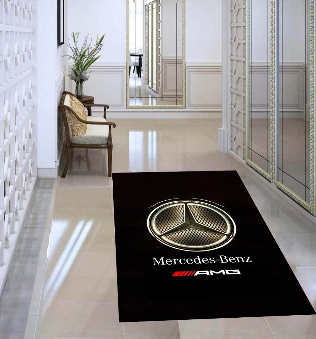Mercedes Benz Amg Logo Round Rug, Carpet, Car Brand, Man Cave Rug