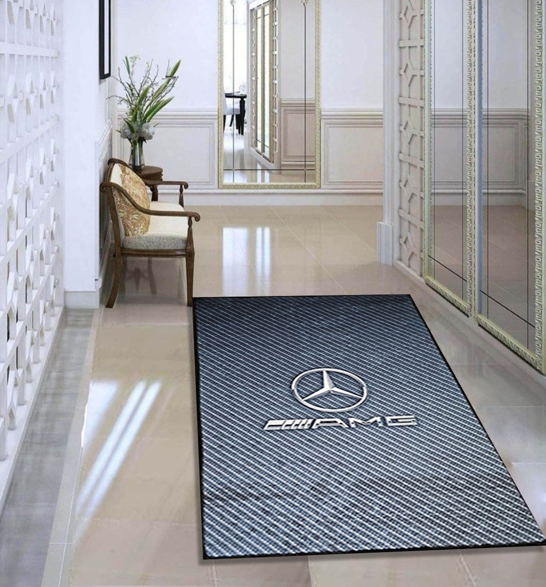 Mercedes Logo Rectangular Rug, Man Cave, Living Room Rug, Gift for ...