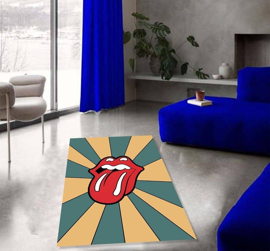 Rolling Stones Rug Man Cave Living Room Rug Gift for Etsy
